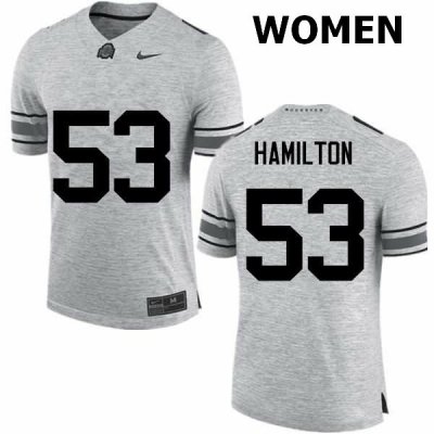 NCAA Ohio State Buckeyes Women's #53 Davon Hamilton Gray Nike Football College Jersey BZN1445IE